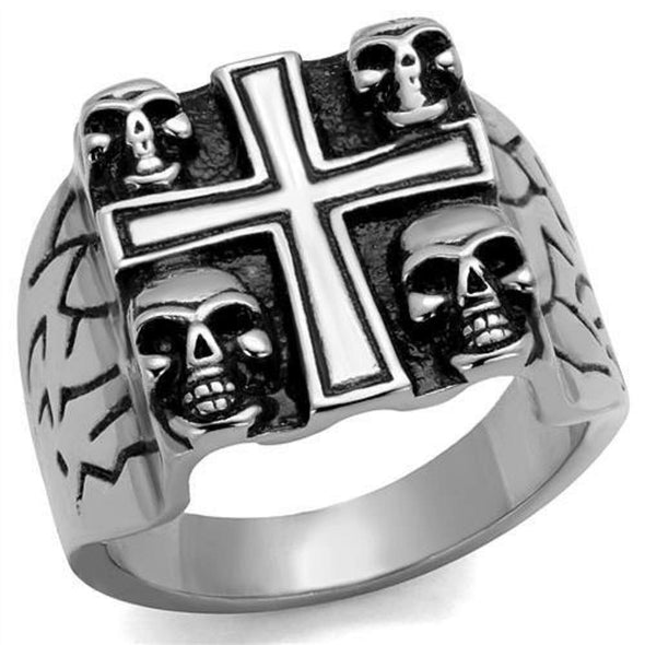 WildKlass Stainless Steel Ring High Polished Men Epoxy Jet-WildKlass Jewelry