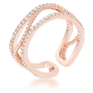 WildKlass 0.5ct CZ Rose Gold Abstract Cuff Ring-WildKlass Jewelry