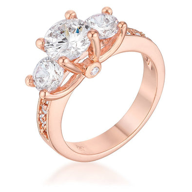 WildKlass Dazzling Three Stone Engagement Ring with CZ-WildKlass Jewelry