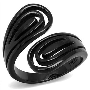 WildKlass Stainless Steel Ring IP Black Women-WildKlass Jewelry