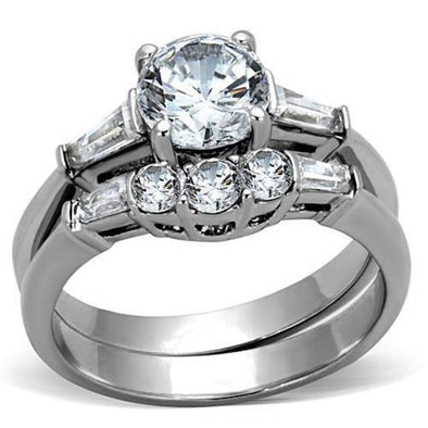 WildKlass Stainless Wedding Steel Ring High Polished (no Plating) Women AAA Grade CZ Clear-WildKlass Jewelry