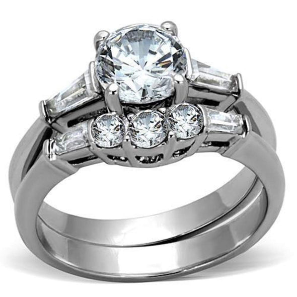 WildKlass Stainless Wedding Steel Ring High Polished (no Plating) Women AAA Grade CZ Clear-WildKlass Jewelry