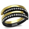 WildKlass Stainless Steel Ring IP Gold+ IP Black Women Top Grade Crystal Clear-WildKlass Jewelry