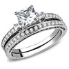 WildKlass Stainless Steel Ring High Polished Women AAA Grade CZ Clear-WildKlass Jewelry