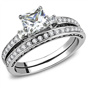 WildKlass Stainless Steel Ring High Polished Women AAA Grade CZ Clear-WildKlass Jewelry