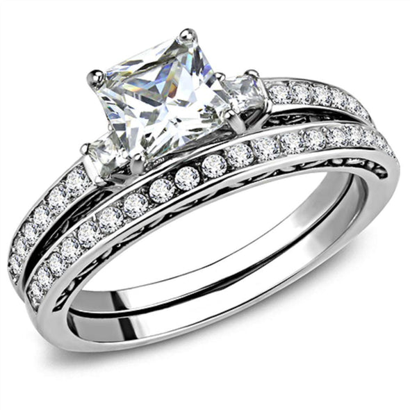 WildKlass Stainless Steel Ring High Polished Women AAA Grade CZ Clear-WildKlass Jewelry
