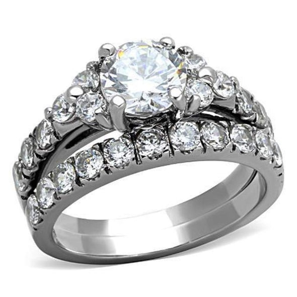 WildKlass Stainless Steel Western Ring High Polished (no Plating) Women AAA Grade CZ Clear-WildKlass Jewelry