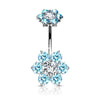 7 CZ Flower with Internally Threaded CZ Flower Top 316L Surgical Steel WildKlass Belly Button Navel Rings-WildKlass Jewelry