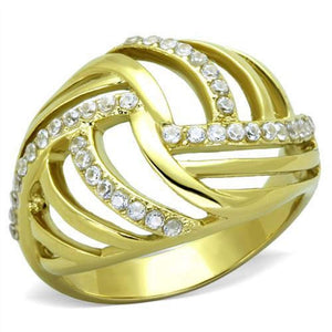 WildKlass Stainless Steel Ring IP Gold Women AAA Grade CZ Clear-WildKlass Jewelry