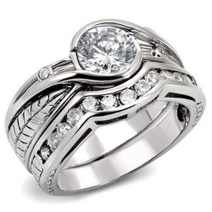 WildKlass Stainless Steel Ring Rhodium Women AAA Grade CZ Clear-WildKlass Jewelry