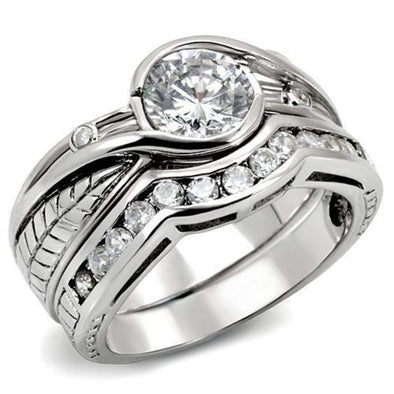 WildKlass Stainless Steel Ring Rhodium Women AAA Grade CZ Clear-WildKlass Jewelry