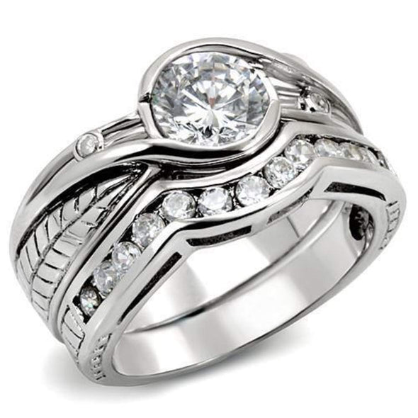 WildKlass Stainless Steel Ring Rhodium Women AAA Grade CZ Clear-WildKlass Jewelry