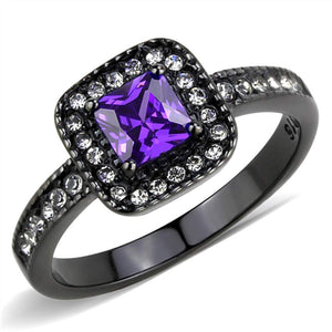 WildKlass Stainless Steel Ring IP Women AAA Grade CZ Tanzanite-WildKlass Jewelry