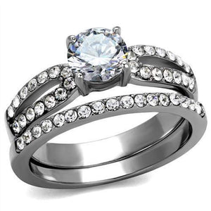 WildKlass Stainless Steel Ring High Polished Women AAA Grade CZ Clear-WildKlass Jewelry