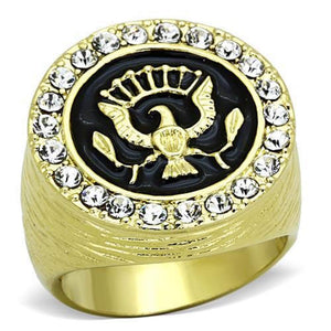 WildKlass Stainless Steel Eagle Ring IP Gold Men Top Grade Crystal Clear-WildKlass Jewelry