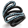 WildKlass Stainless Steel Ring IP Black Women Top Grade Crystal Sea Blue-WildKlass Jewelry