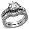 WildKlass Stainless Steel Ring High Polished Women AAA Grade CZ Clear-WildKlass Jewelry