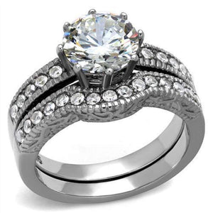 WildKlass Stainless Steel Ring High Polished Women AAA Grade CZ Clear-WildKlass Jewelry
