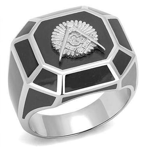 WildKlass Stainless Steel Ring High Polished Men Epoxy Jet-WildKlass Jewelry