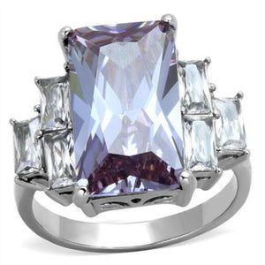 WildKlass Stainless Steel Ring High Polished (no Plating) Women AAA Grade CZ Light Amethyst-WildKlass Jewelry
