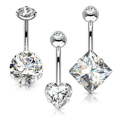 WILDKLASS 3 Pcs 316L Surgical Steel Belly Navel Ring Gem Box Package-WildKlass Jewelry