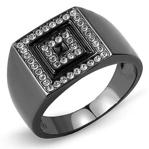 WildKlass Stainless Steel Ring IP Light Black (IP Gun) Men Top Grade Crystal Clear-WildKlass Jewelry