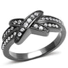 WildKlass Stainless Steel Ring IP Light Black (IP Gun) Women AAA Grade CZ Clear-WildKlass Jewelry