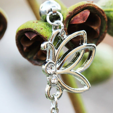 316L Stainless Steel Top Down Jeweled Butterfly Dangle WildKlass Navel Ring-WildKlass Jewelry