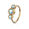 3 Round CZ Set Rose Gold IP Plated 316L Surgical Steel WildKlass Hoop Ring for Nose & Ear Cartilage-WildKlass Jewelry