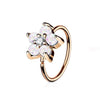 Rose Gold IP Plated Opal Glitter Set Flower Petals CZ Center 316L Surgical Steel WildKlass Hoop Ring for Nose & Ear Cartilage-WildKlass Jewelry