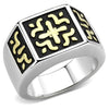 WildKlass Stainless Steel Ring Two-Tone IP Gold Men-WildKlass Jewelry