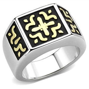 WildKlass Stainless Steel Ring Two-Tone IP Gold Men-WildKlass Jewelry