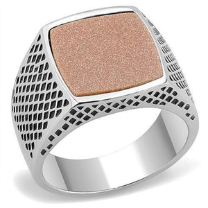 WildKlass Stainless Steel Ring High Polished Men Semi-Precious Siam-WildKlass Jewelry