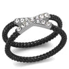 WildKlass Stainless Steel Ring Two-Tone IP Black Women Top Grade Crystal Clear-WildKlass Jewelry