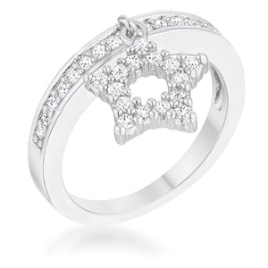 WildKlass Star 0.25ct CZ Rhodium Plated Simple Holiday Charm Band Ring-WildKlass Jewelry