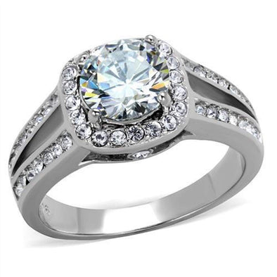 WildKlass Stainless Steel Ring High Polished (no Plating) Women AAA Grade CZ Clear-WildKlass Jewelry