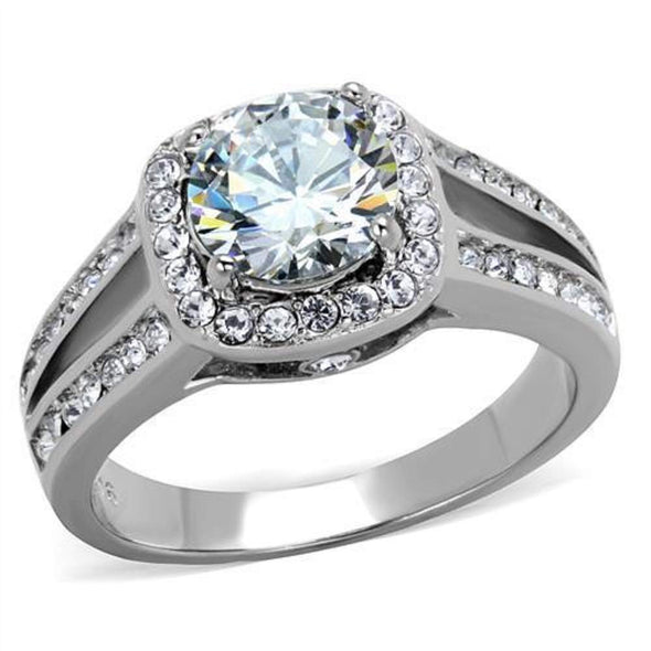 WildKlass Stainless Steel Ring High Polished (no Plating) Women AAA Grade CZ Clear-WildKlass Jewelry