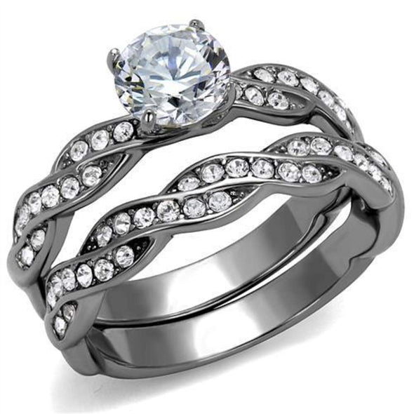 WildKlass Stainless Steel Ring High Polished Women AAA Grade CZ Clear-WildKlass Jewelry