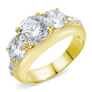 WildKlass Stainless Steel Ring IP Gold Women AAA Grade CZ Clear-WildKlass Jewelry