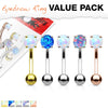 WILDKLASS 5 Pcs Value Pack Opal Prong Set Top 316L Surgical Steel Eyebrow Rings/Curved Barbells-WildKlass Jewelry