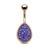 Druzy Stone Tear Drop Set PVD Rose Gold Over 316L Surgical Steel WildKlass Belly Button Navel Rings-WildKlass Jewelry