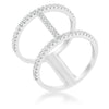 WildKlass 0.3ct CZ Rhodium Plated Open Contemporary Wide Ring-WildKlass Jewelry