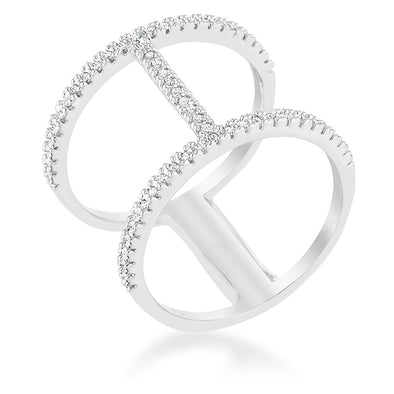 WildKlass 0.3ct CZ Rhodium Plated Open Contemporary Wide Ring-WildKlass Jewelry
