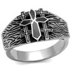 WildKlass Stainless Steel Ring High Polished Men Epoxy Jet-WildKlass Jewelry