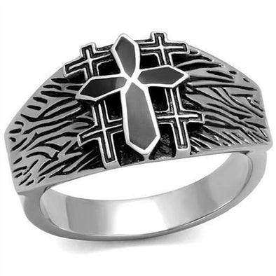WildKlass Stainless Steel Ring High Polished Men Epoxy Jet-WildKlass Jewelry