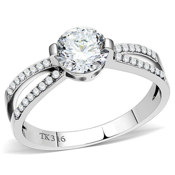 WildKlass Stainless Steel Ring High Polished Women AAA Grade CZ Clear-WildKlass Jewelry