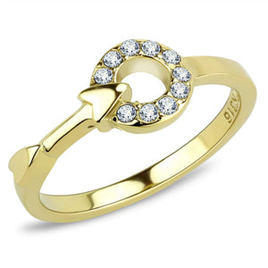 WildKlass Stainless Steel Ring IP Gold Women Top Grade Crystal Clear-WildKlass Jewelry