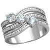 WildKlass Stainless Steel Ring High Polished (no Plating) Women AAA Grade with 3 CZ Clear-WildKlass Jewelry