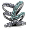 WildKlass Stainless Steel Ring IP Light Black (IP Gun) Women Top Grade Crystal Multi Color-WildKlass Jewelry