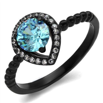 WildKlass Stainless Steel Ring IP Women AAA Grade CZ Sea Blue-WildKlass Jewelry